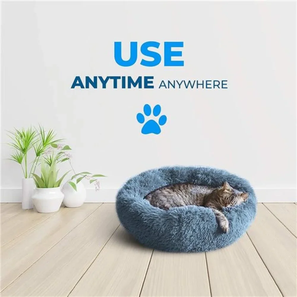 Cat Beds for Indoor Cats Washable, Orthopedic Soft Fluffy Round Calming Pet Bed